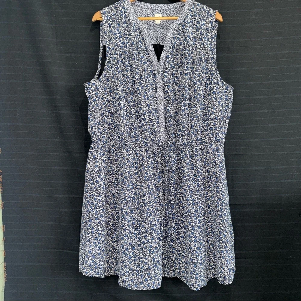 Gap womens blue floral sleeveless drawstring waist dress v neck size XXL - Picture 1 of 11